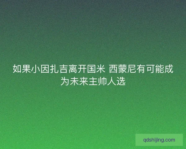如果小因扎吉离开国米 西蒙尼有可能成为未来主帅人选 如果小因扎吉离开国米 西蒙尼有可能成为未来主帅人选
