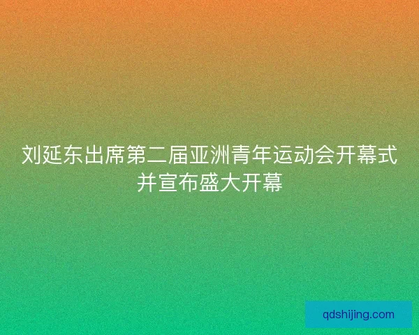 刘延东出席第二届亚洲青年运动会开幕式并宣布盛大开幕
