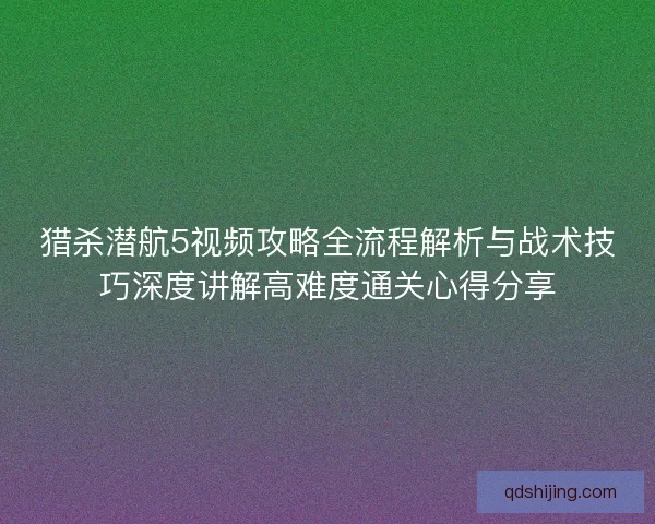 猎杀潜航5视频攻略全流程解析与战术技巧深度讲解高难度通关心得分享