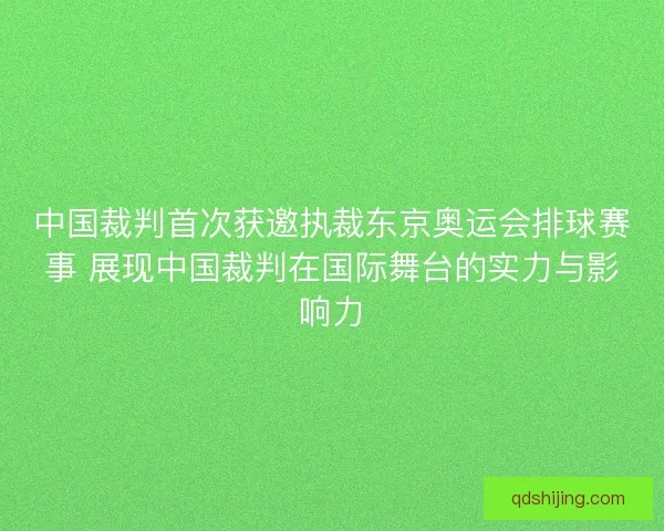 中国裁判首次获邀执裁东京奥运会排球赛事 展现中国裁判在国际舞台的实力与影响力