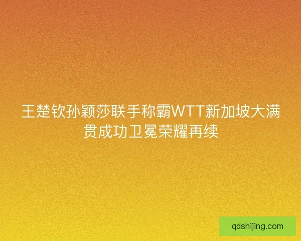 王楚钦孙颖莎联手称霸WTT新加坡大满贯成功卫冕荣耀再续